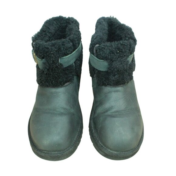 UGG Australia Jocelin Black Leather Shearling Lined Winter Boots Size 7 - Picture 5 of 9